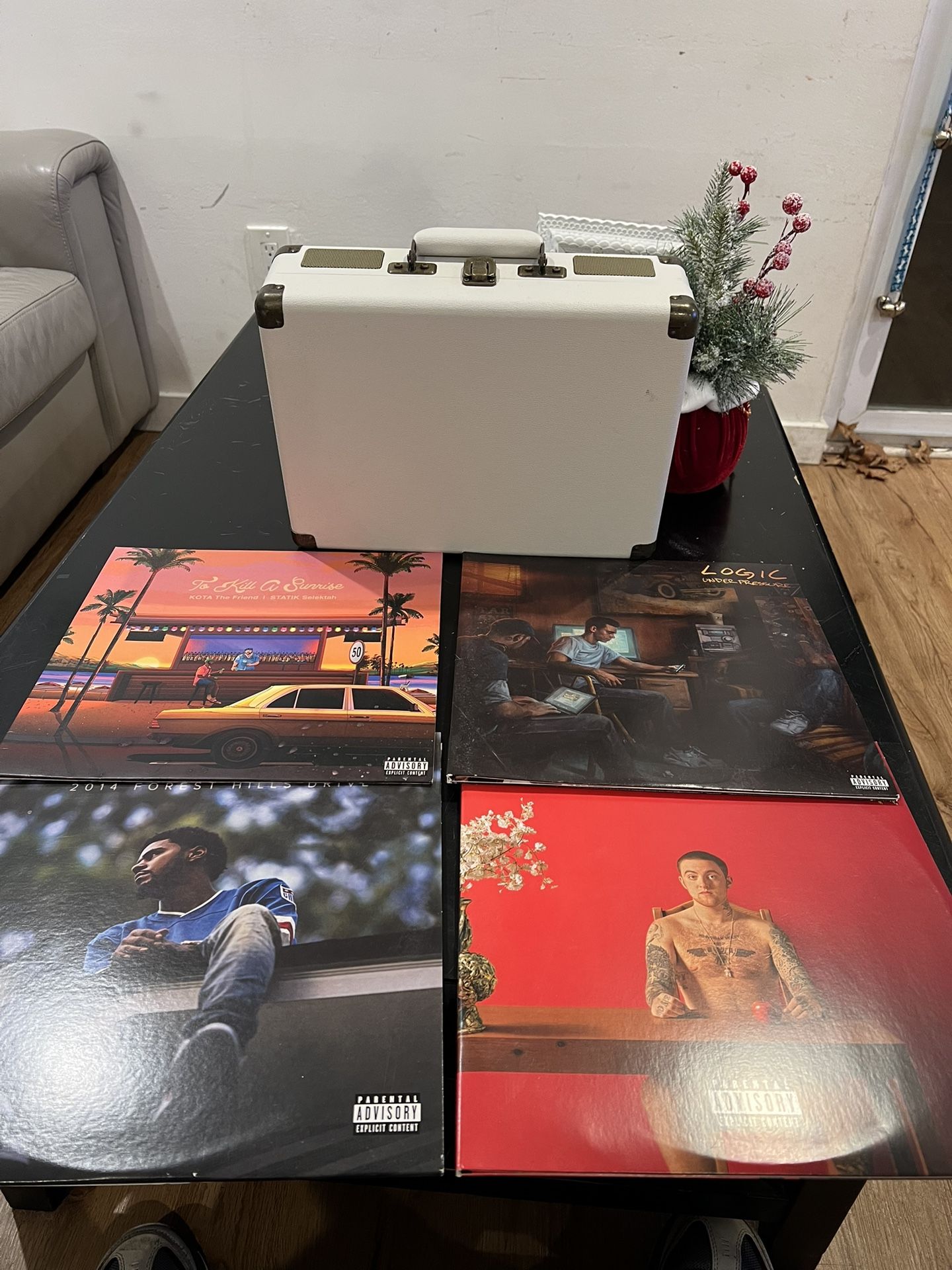 Crosley Record Player And 4 Albums