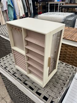 Jewelry Box 360° Rotating Storage Case w/ 7 Drawers Glass Window - Warm White