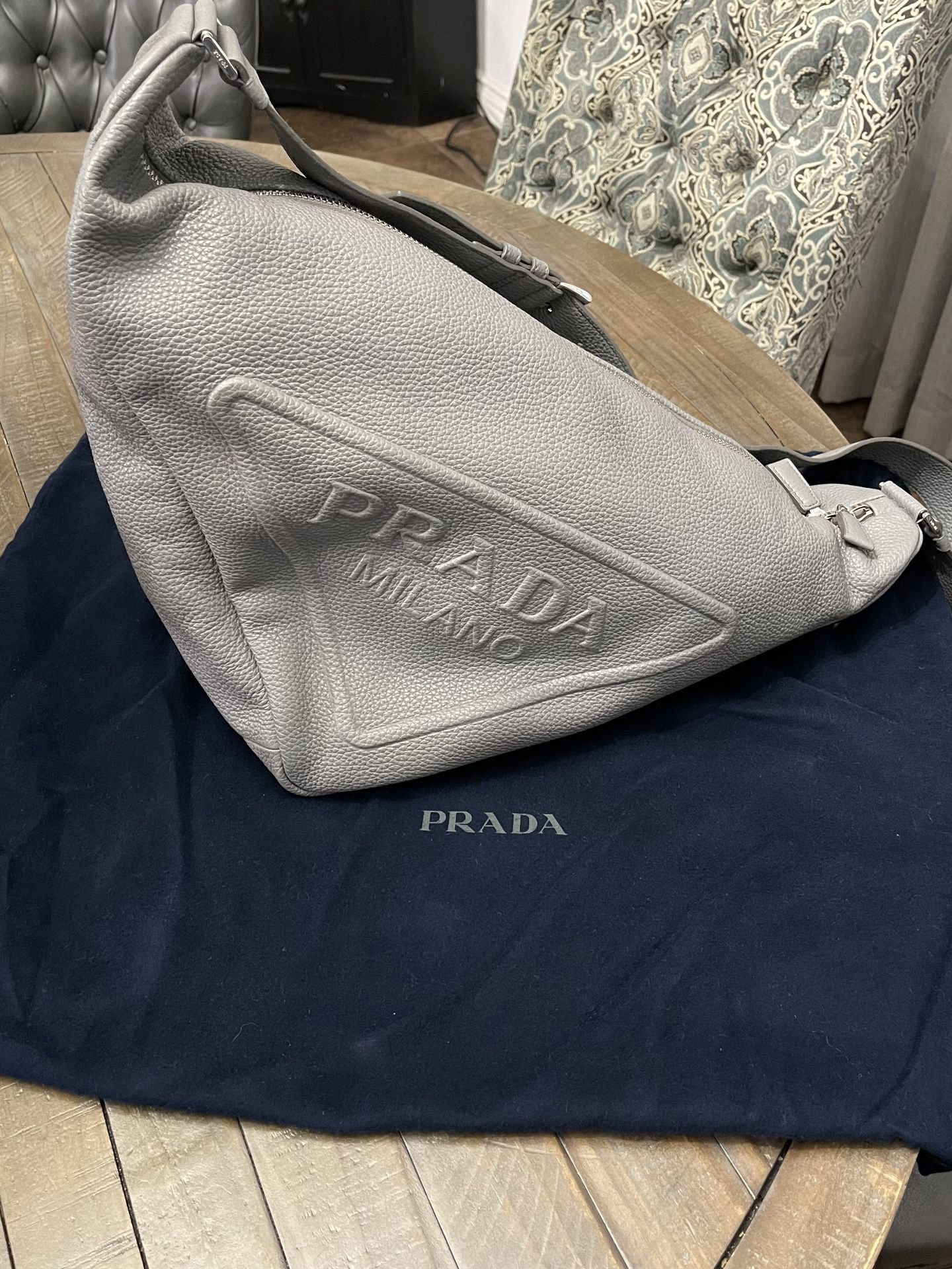 Prada Triangle Bag (Marble Gray) 