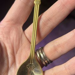 Collectible Inspirational Spoon Gold Tone Metal Ceramic Or Porcelain