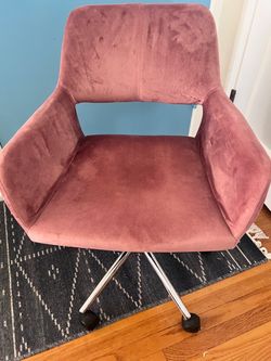 Pink Velvet Office Chair with Chrome Base