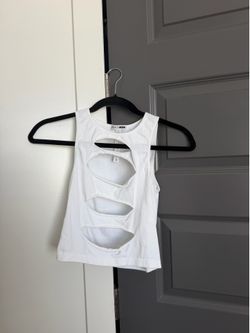 White cut out tank top