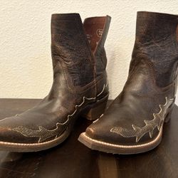 Nocona Boots Sitrine Brown Distressed Snake Print Cowboy Boots Womens Brown 7.5