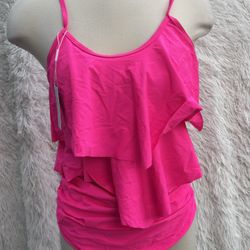 Women's Pink Ruffle two piece bikini set in size large