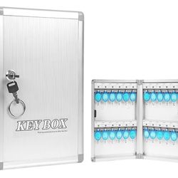 24 Mesh Key Organizer Lock Box Wall Mounted Lock Box Key Cabinet Key Storage Box with Key Tags and m