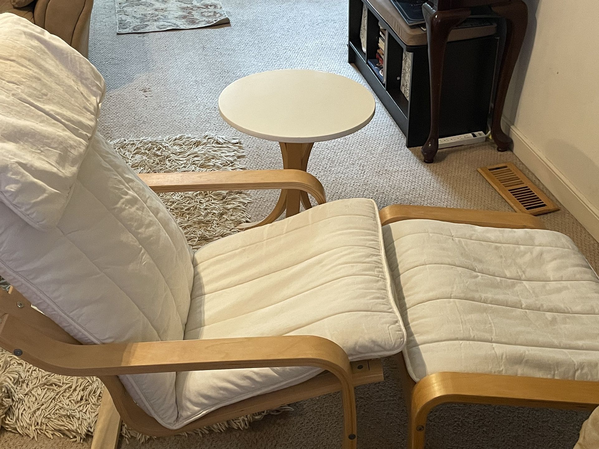 IKEA Poang Chair, Ottoman And Side Table 