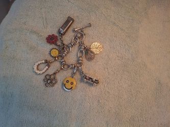 Silver Charm Bracelet with Multiple Charms