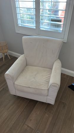 White Fabric Wingback Rocking Chair