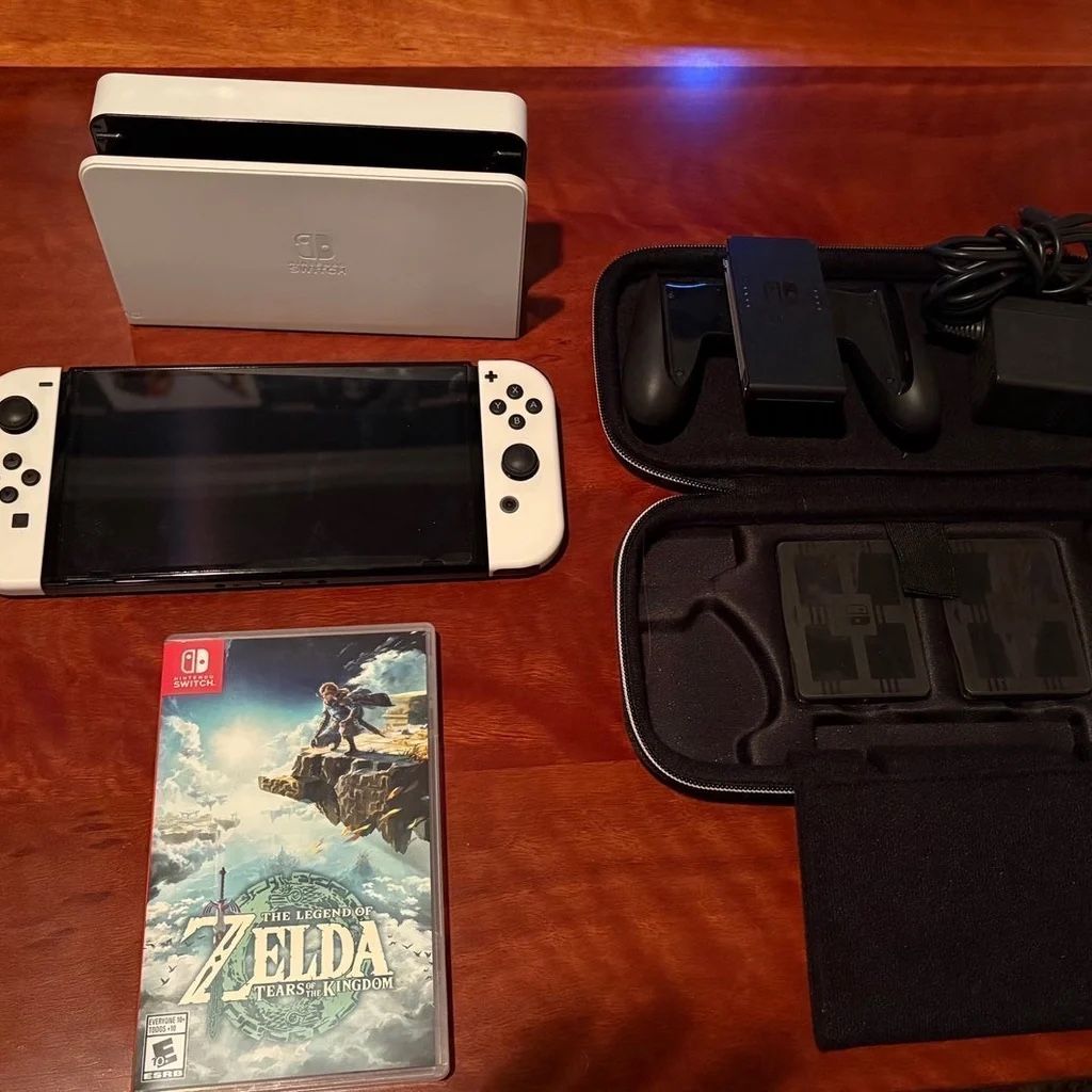 Nintendo Switch - OLED Model White with Zelda Tears of the Kingdom game