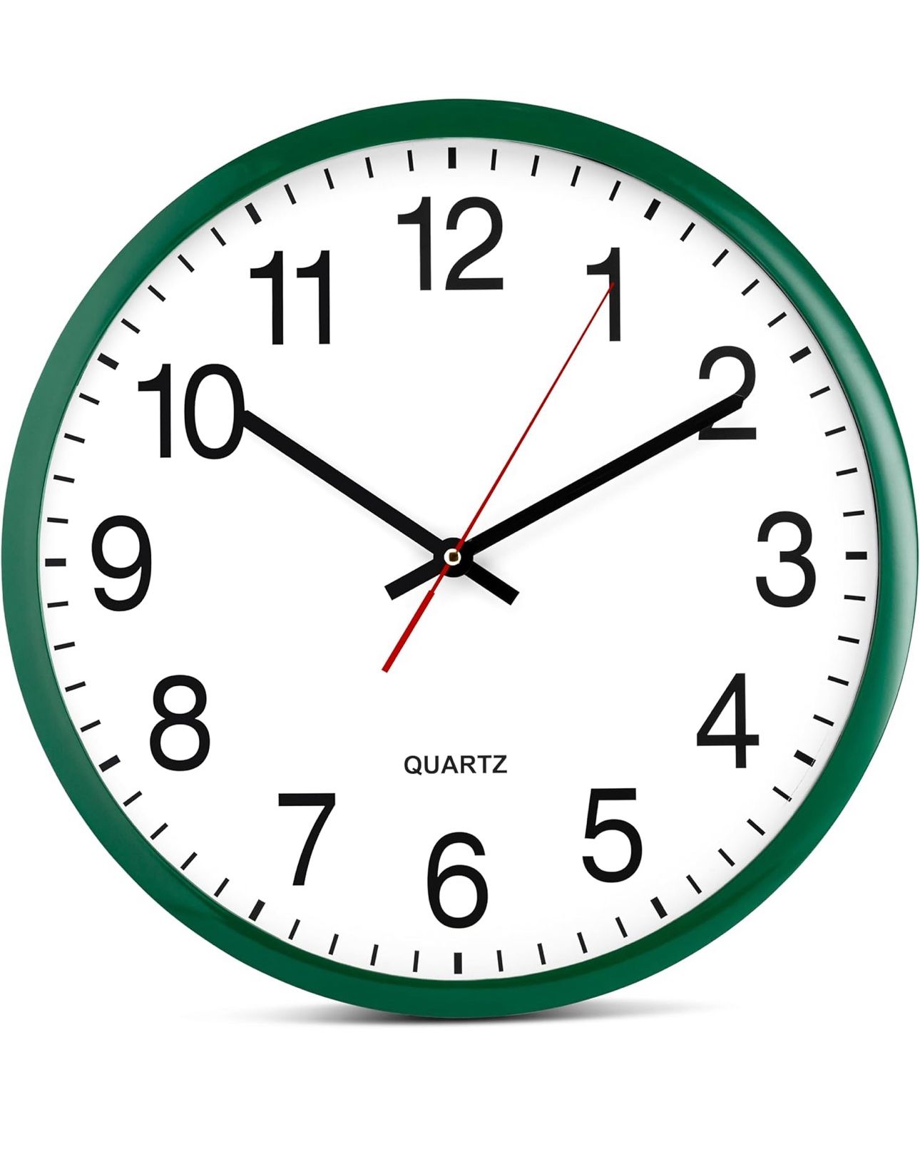 Bernhard Products - Reloj de cuarzo de pared verde cazador, silencioso, sin tictac, redondo, extragrande de 16 pulgadas, a pilas y fácil de leer, para