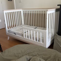 babyletto Gelato 4-in-1 Convertible Crib with Toddler Bed Conversion Kit × 1 Washed Natural/White