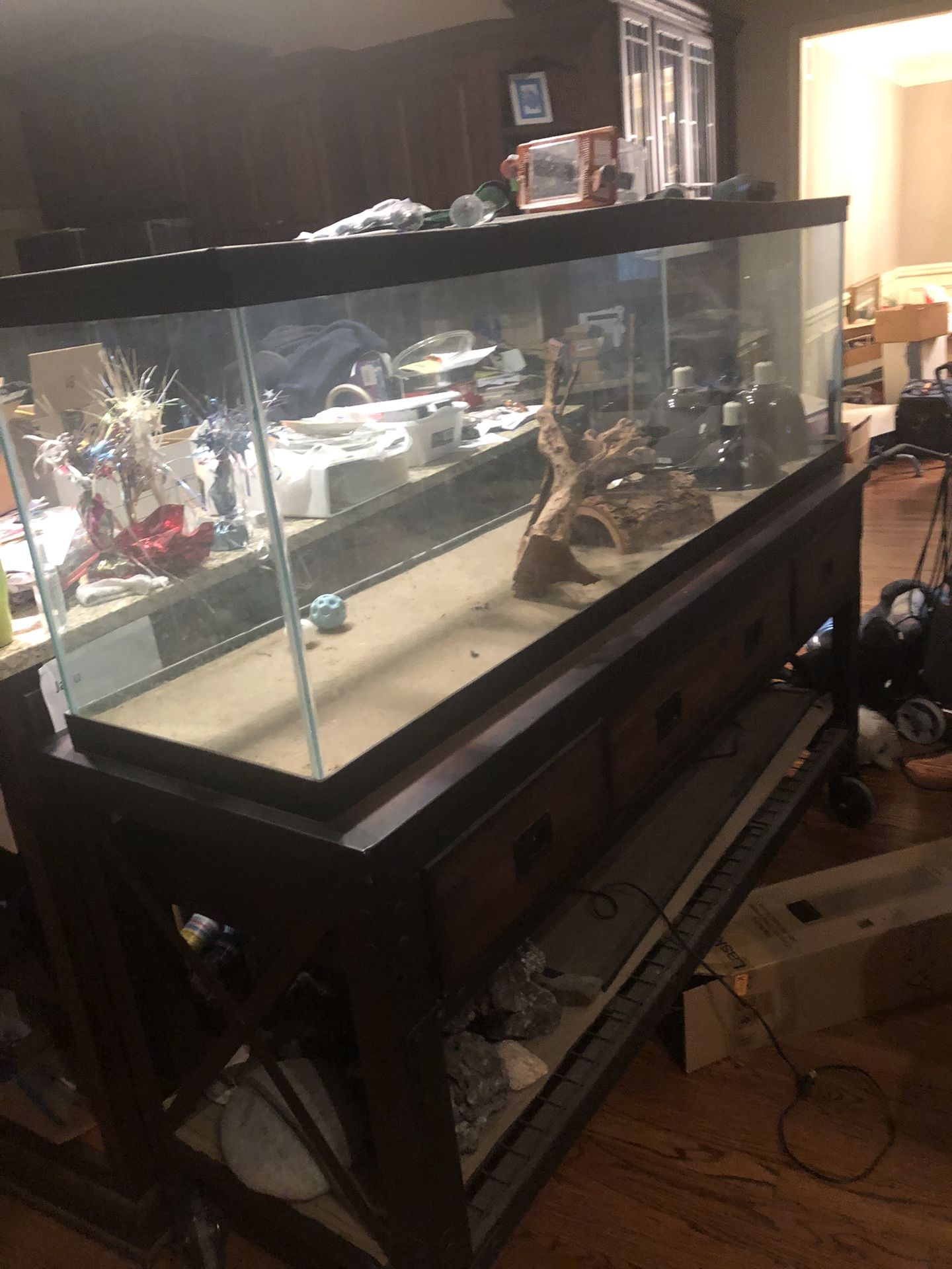 72”W x 18” D x 23”H- Dual-hinged Mesh Top (2) Heat Lamps 1 Cricket Box, Hammocks, 3 Drawer Wheeled Stand