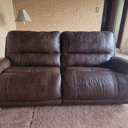 Leather Double Reclining Sofa 