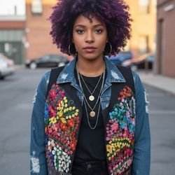 Authentic Lydia Lavin hand Made Hand Embroidered Vest