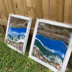 Pair Resin Broken Glass Pictures 