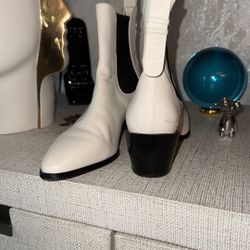 Frame Denim White End Black  Over The Knee Boots 