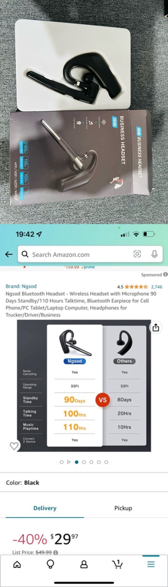 Ngsod Bluetooth Headset
