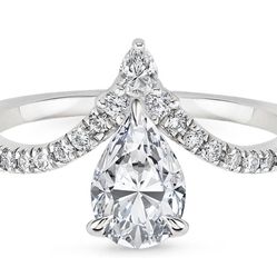 Brilliant Earth Platinum Pear 1.96 Carat Nouveau Engagement Diamond Ring VS1 Sz6