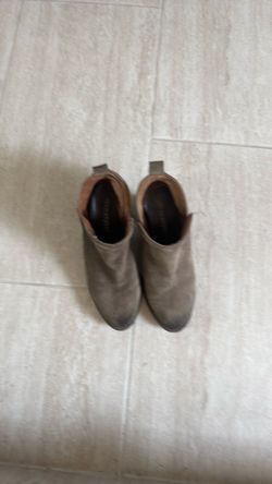 Taupe Suede Ankle Boots with Block Heel