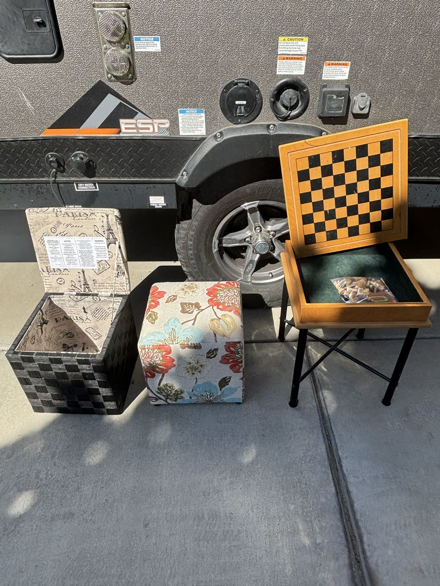 Box Containers and a Chess board 
