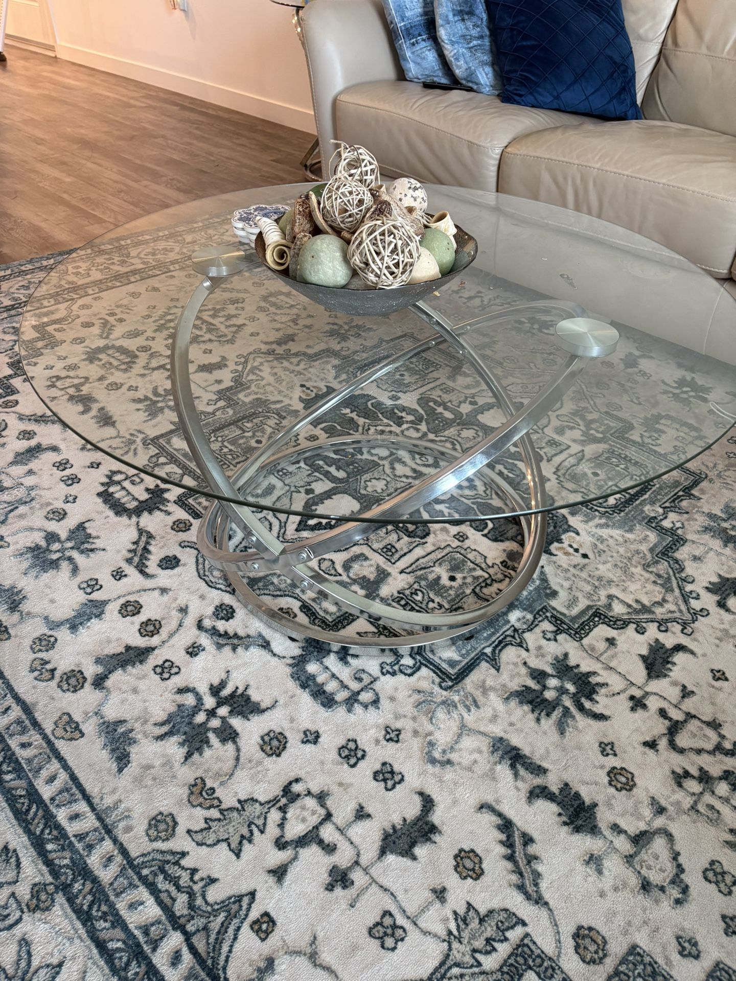 Glass Coffee Table With 2 Side Glass Tables
