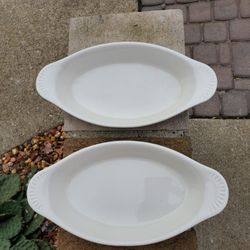 White Casserole Style Dishes X2