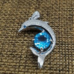 S925 sterling silver Topaz pendant