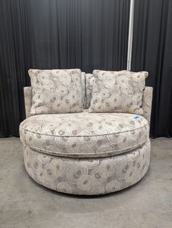 Macy's Modern Concepts Round Swivel Chair in Beige and Grey Swirl