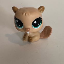 Littlest Pet Shop LPS Bonnie Von Beaver #1-135 Singles Series Tan Wgreen eyes