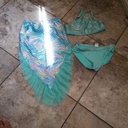 3 Piece Girls Mermaid Swimsuit Size 14/16
