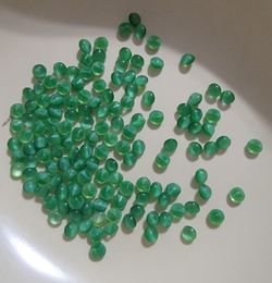 Green Cat's Eye Glass Cabochons Lot
