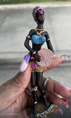 African Woman Figurine: Tribal Resin Sculpture, Colorful Home Decor