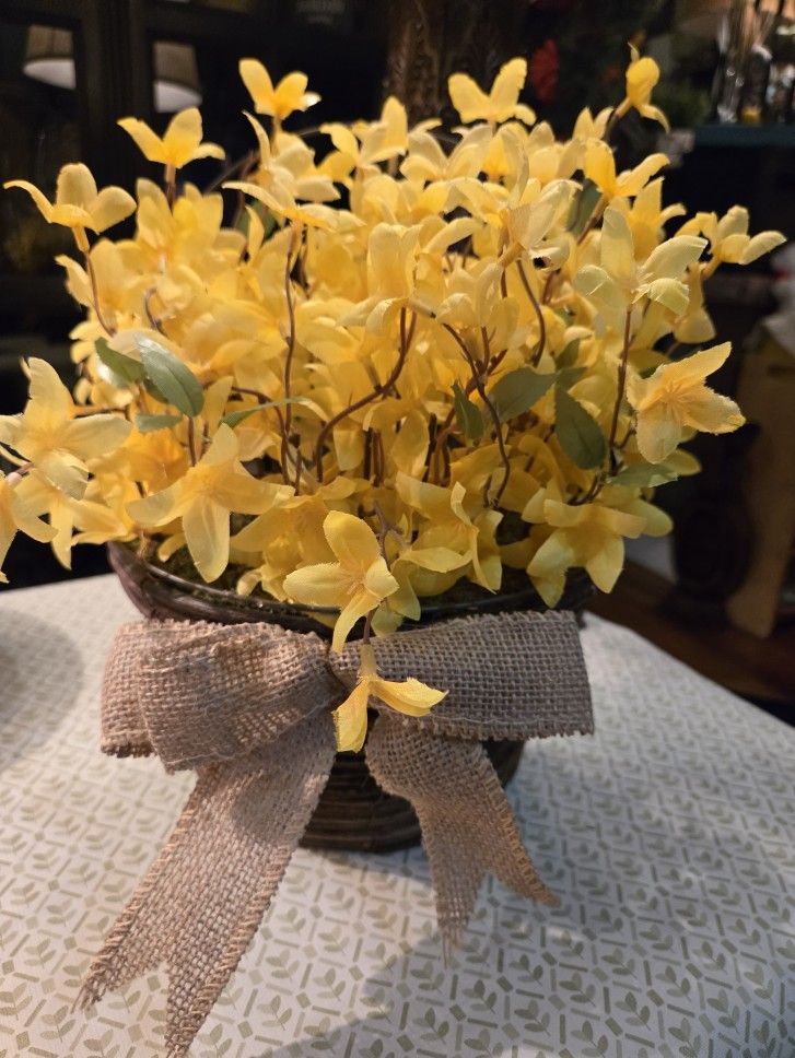 Wicker Basket Full Of Bright Yellow Flowers