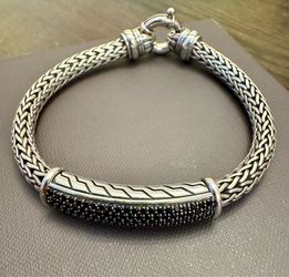 Effy Silver Men’s Bracelet with Black Lab Grown Diamonds