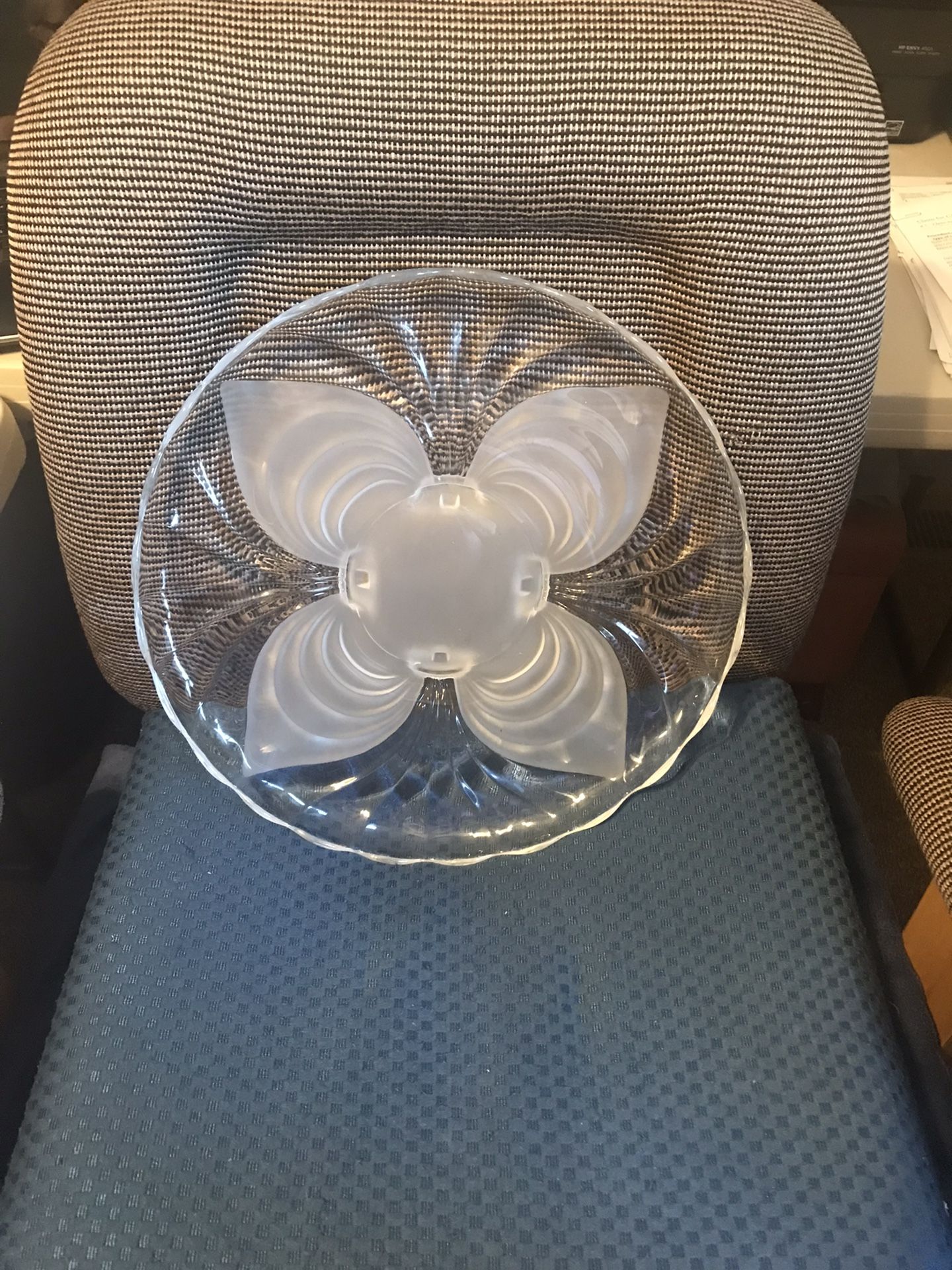 Vintage Frosted Glass Large Serving Platter