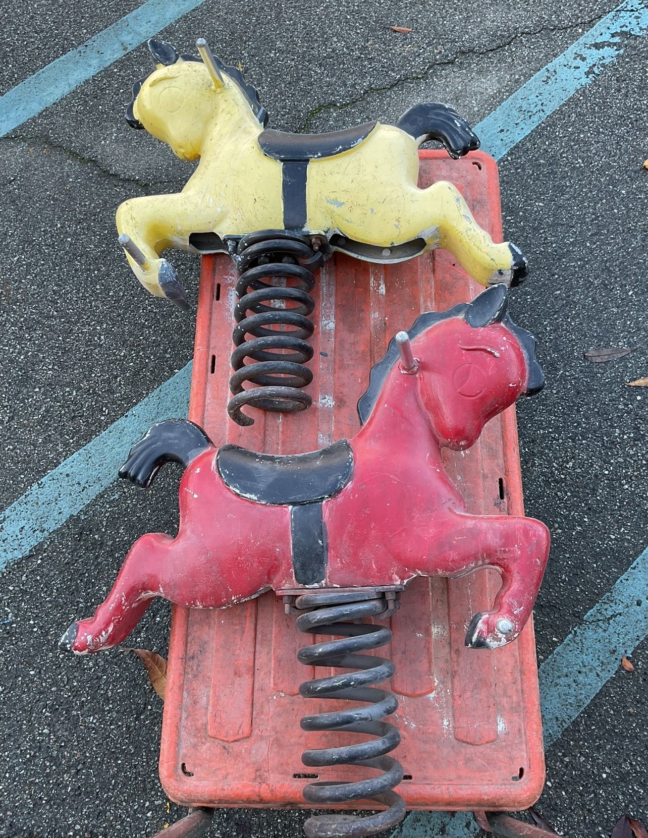 Cast aluminum playground horse