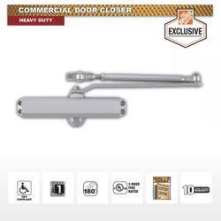 Universal Hardware Size 1-5 Heavy Duty Commercial Door Closer - 3 Mounting Styles - ANSI Grade 1, UL 3-Hour Fire, ADA - Aluminum Finish