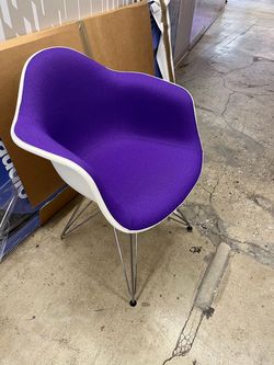Modern Accent Chair Purple Fabric Chrome Legs