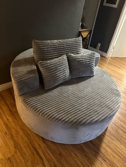 Light grey, Oversized Round Chair Lounge Chaise Sofa Chair  Brand: Lakifun