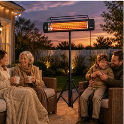 East OAK 1500w 2-in-1 Infrared Electric Patio Heater with Remoter,3 Heat Modes & 24h Timer