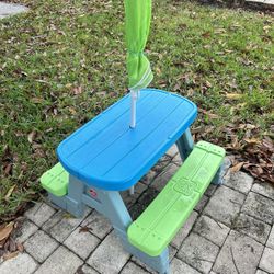 Toddler outdoor table with umbrella 