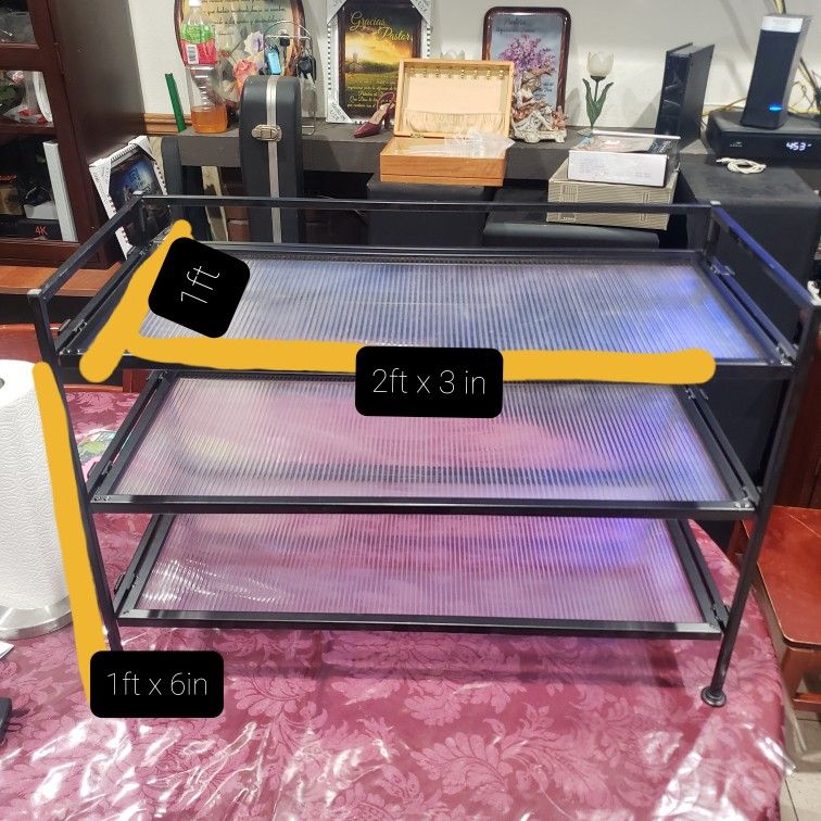 (2) Metal Display 3 Shelves Great Condition $40 Each Or Better Offer😏