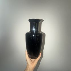 Black Tall Vase 90s Vintage Postmodern 80s Glass Minimalist