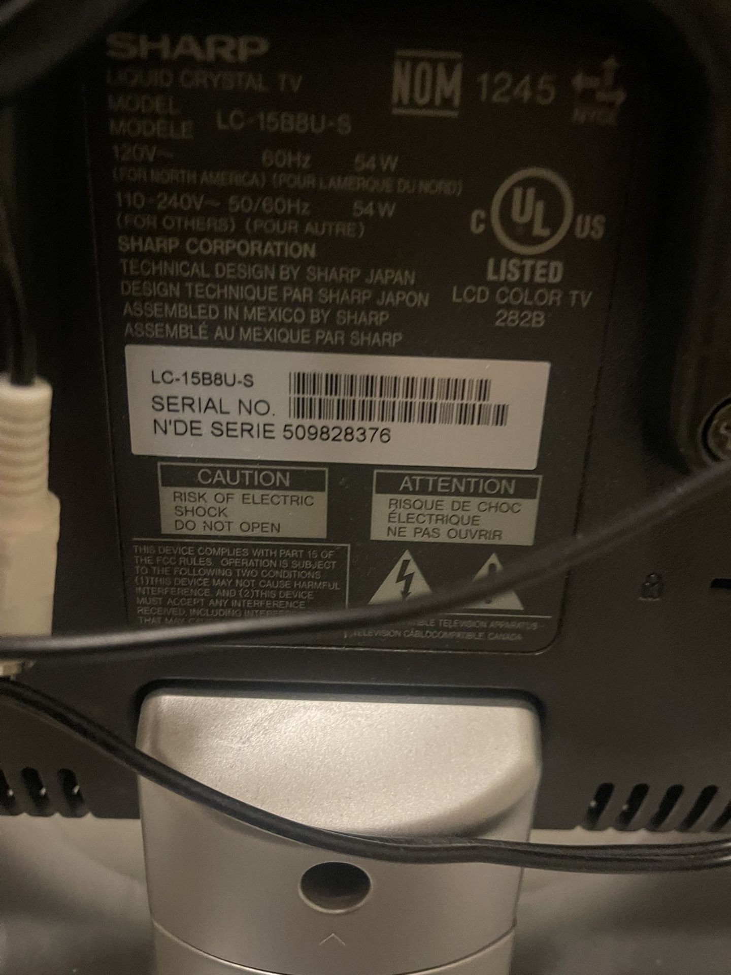 THIS IS A SHARP 15”. LCD tv, may be used as a monitor as well or