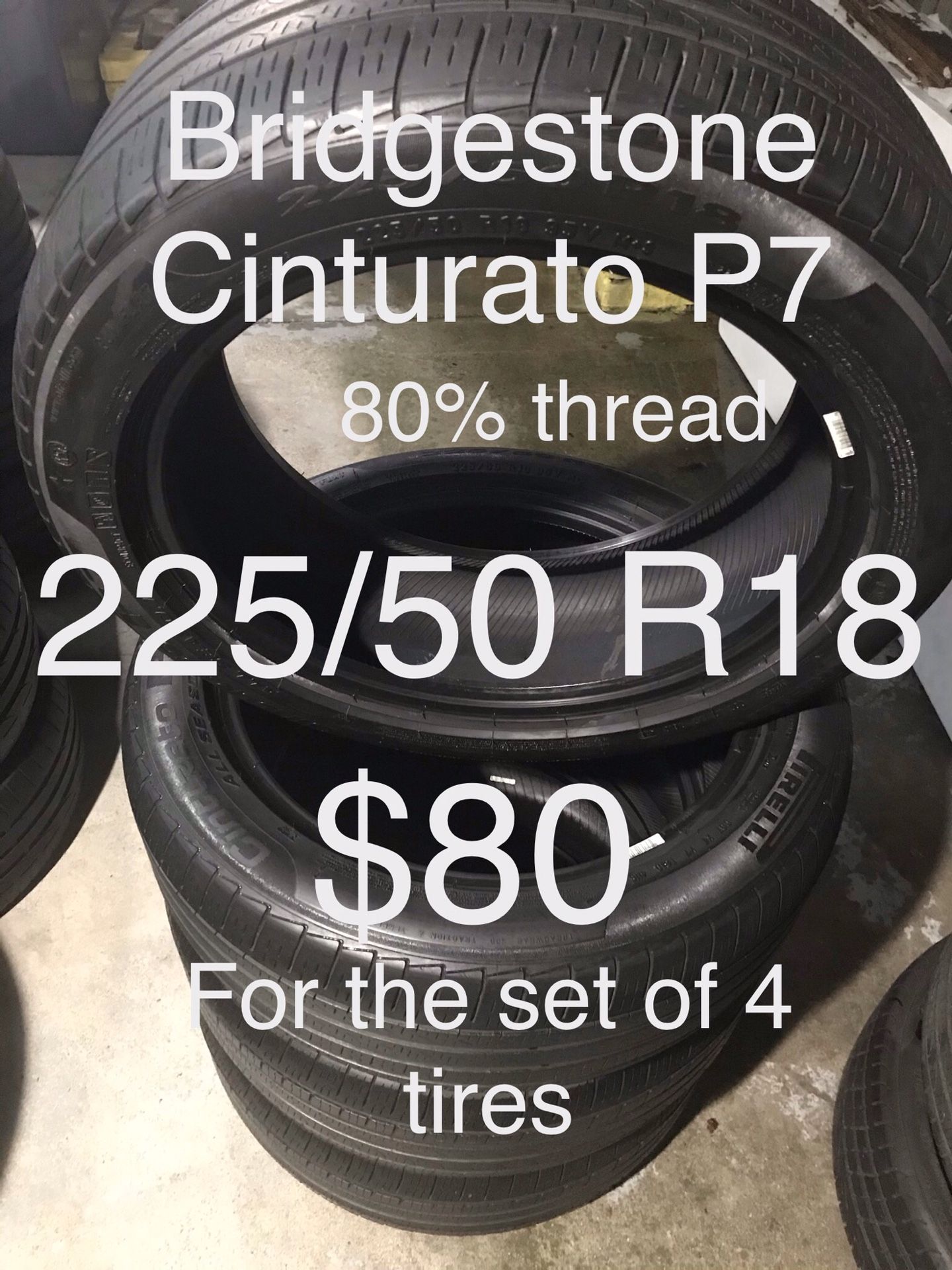 4 Pirelli Cinturato P7 tires 225/50 R18