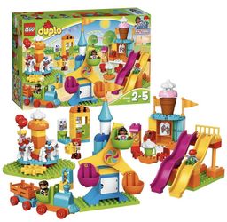 Lego Duplo Carnival Building Set 10870•Retired Set•Plus Two 16 X16 Duplo Green Base Plates & An Extra Bag Of Color Coordinated Duplo Blocks• 
