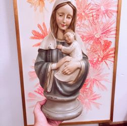 15" Church Maddona Child Baby Jesus Large Bust Mother & Child Religious  15.7” Maria 
