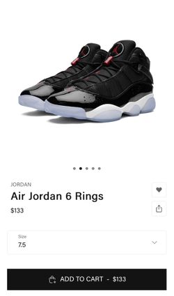 AIR JORDAN 6 RINGS BLACK/GYM RED/WHITE Size 7.5