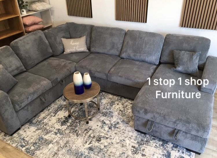 XL Sectional Sofa Couch W/ Pull-out Bed & Storage ✅$659 No Tax