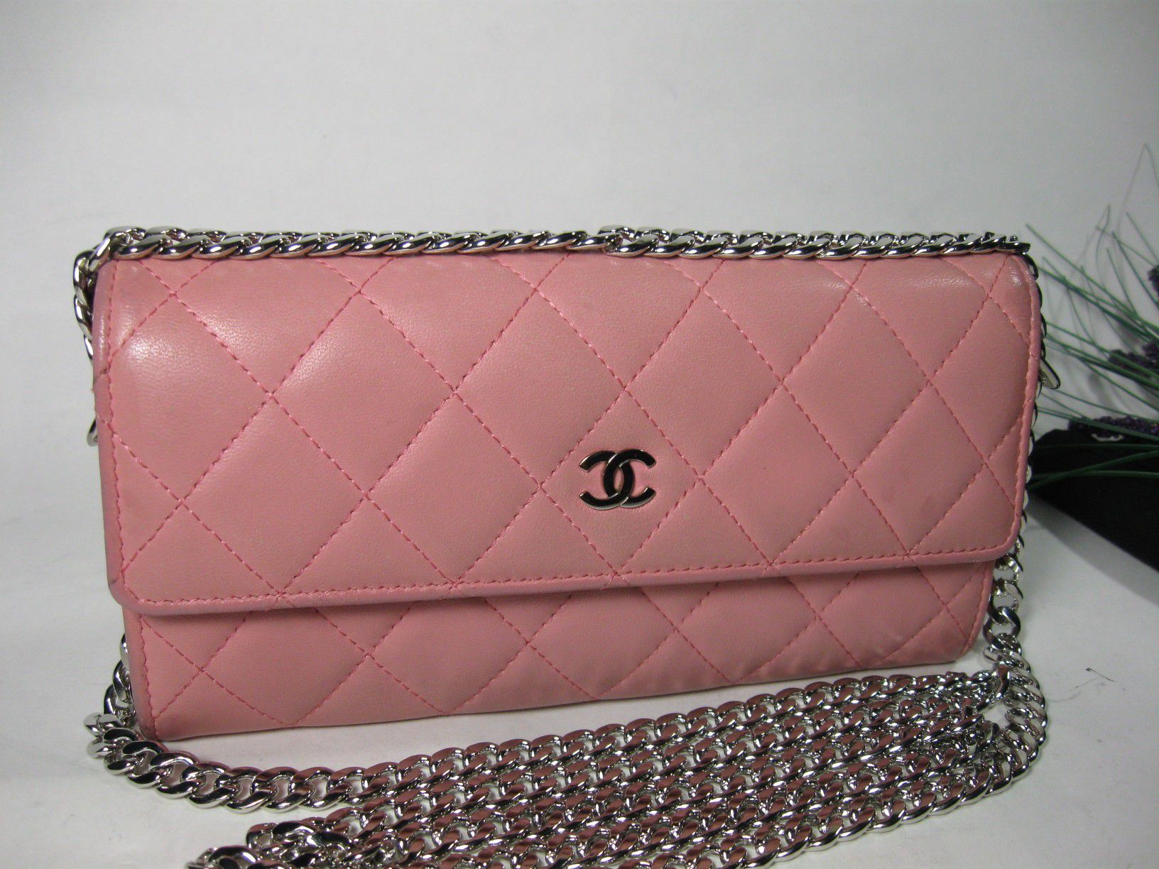 Chanel Pink Lambskin Leather CC Long Bag Wallet